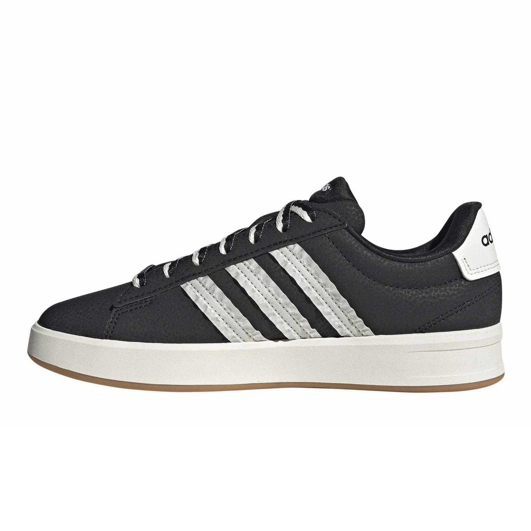 Core Black - Side - Adidas Mens Grand Court 3 Stripes Flat Trainers