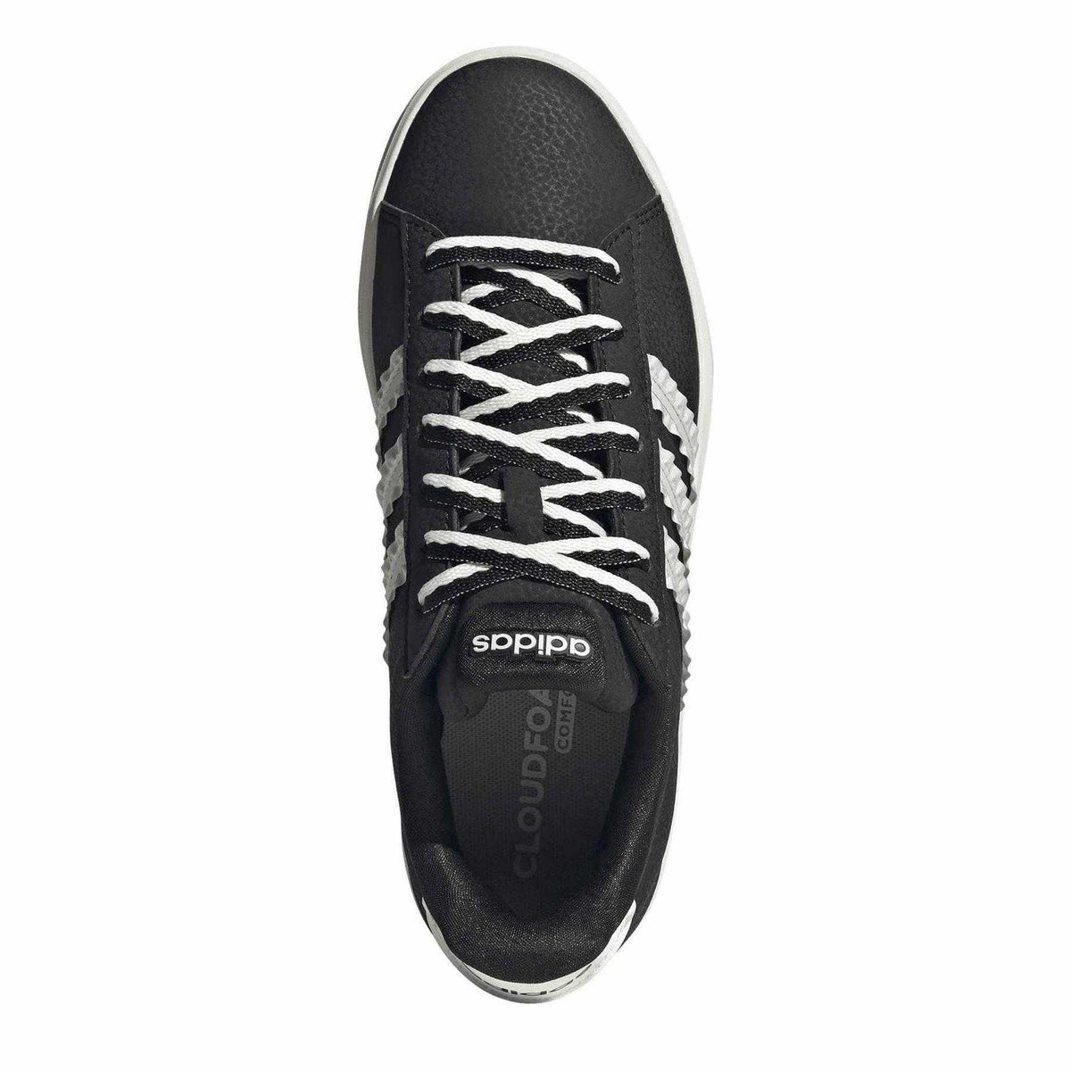 Core Black - Lifestyle - Adidas Mens Grand Court 3 Stripes Flat Trainers