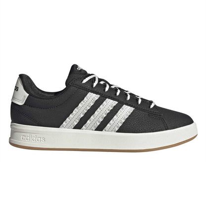 Core Black - Front - Adidas Mens Grand Court 3 Stripes Flat Trainers