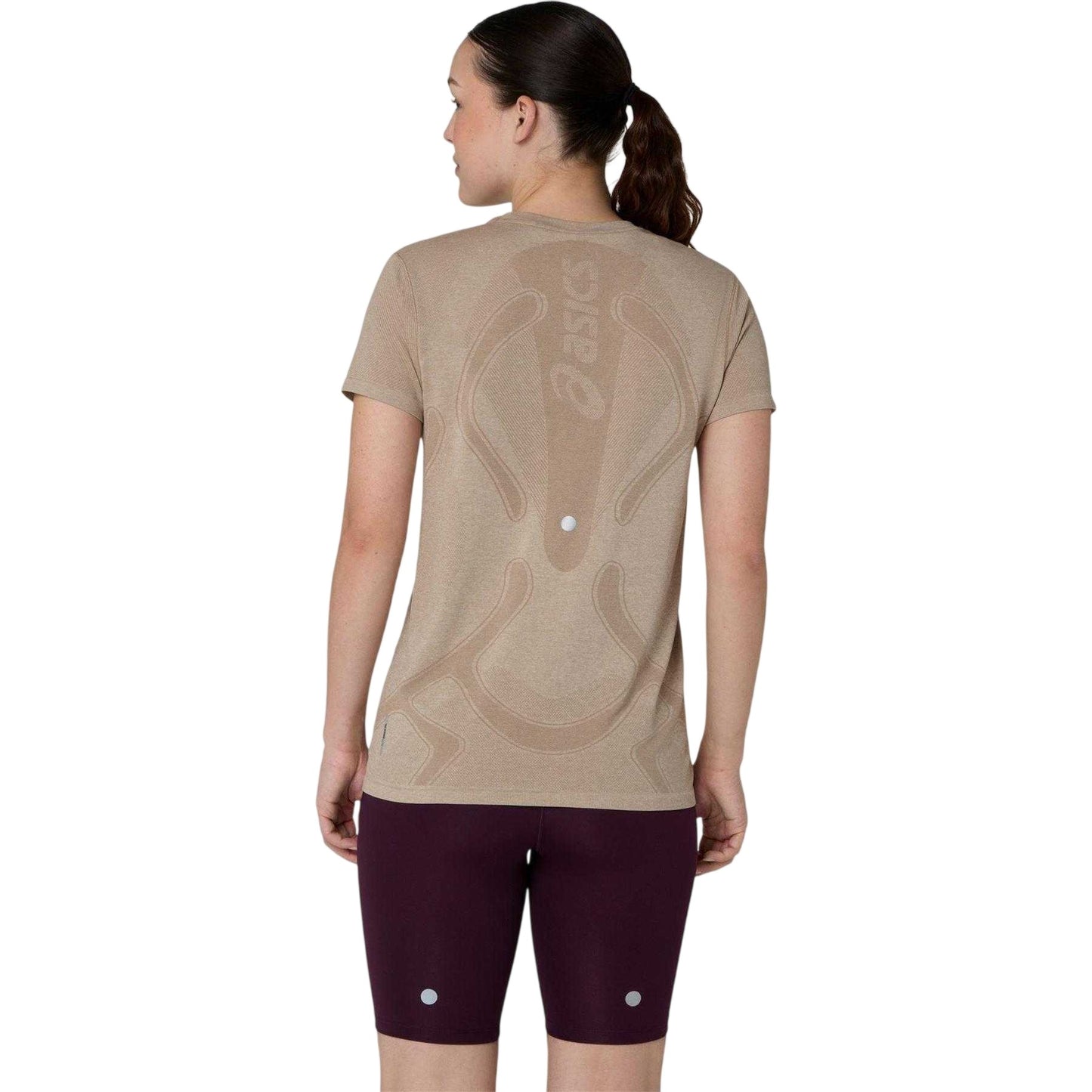 Greige - Back - Asics Womens-Ladies Road Seamless Short-Sleeved T-Shirt