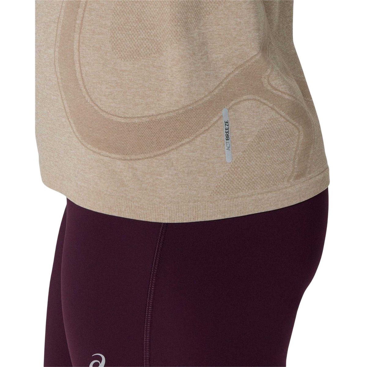 Greige - Side - Asics Womens-Ladies Road Seamless Short-Sleeved T-Shirt