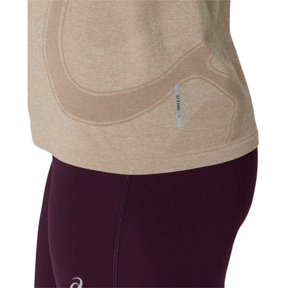 Greige - Side - Asics Womens-Ladies Road Seamless Short-Sleeved T-Shirt