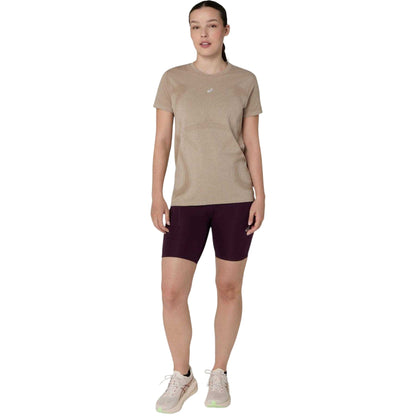 Greige - Lifestyle - Asics Womens-Ladies Road Seamless Short-Sleeved T-Shirt