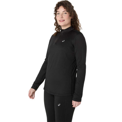 Black - Front - Asics Womens-Ladies Half Zip Winter Top