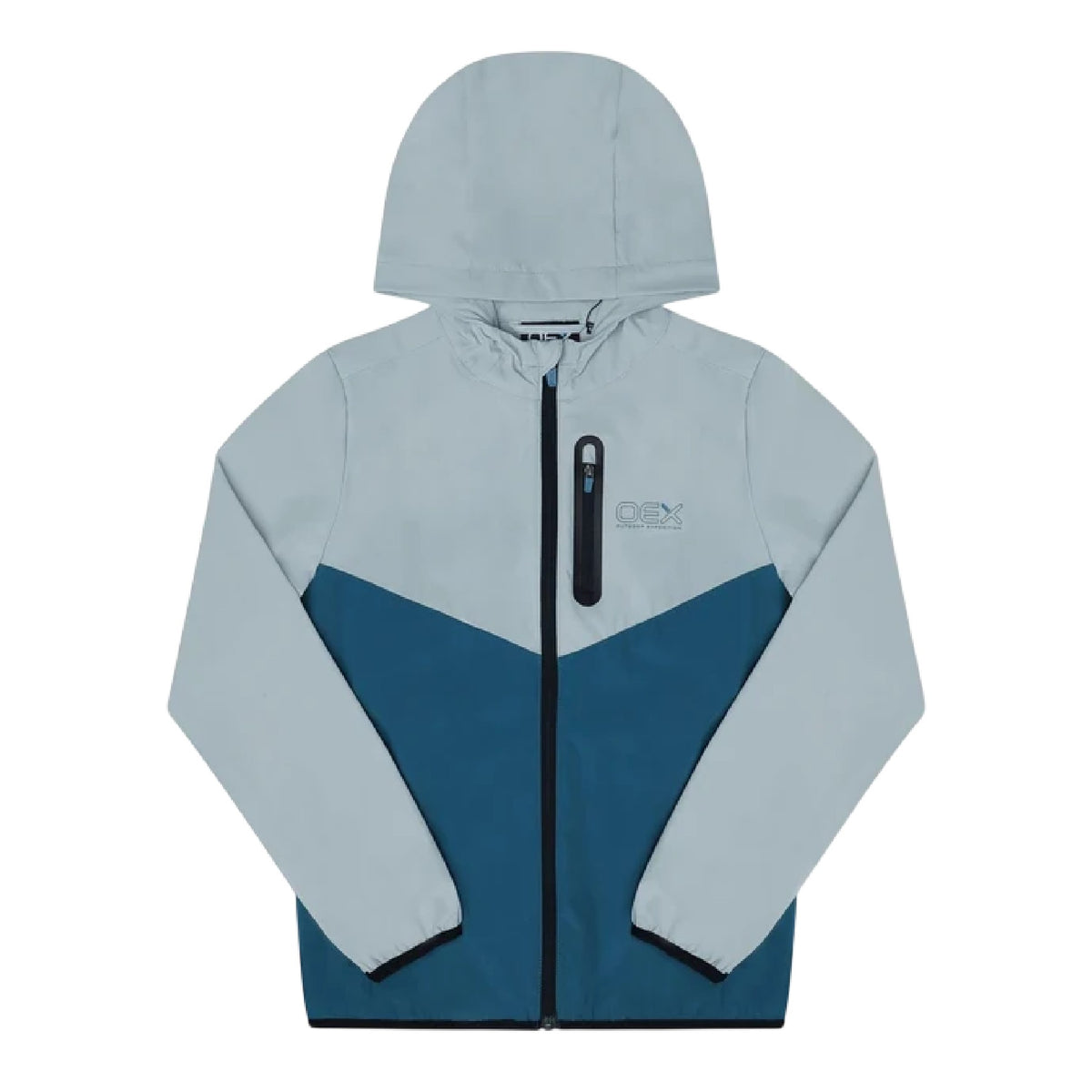 Grey Blue-Light Grey - Side - OEX Childrens-Kids Fell 2.0 Long-Sleeved Tracksuit