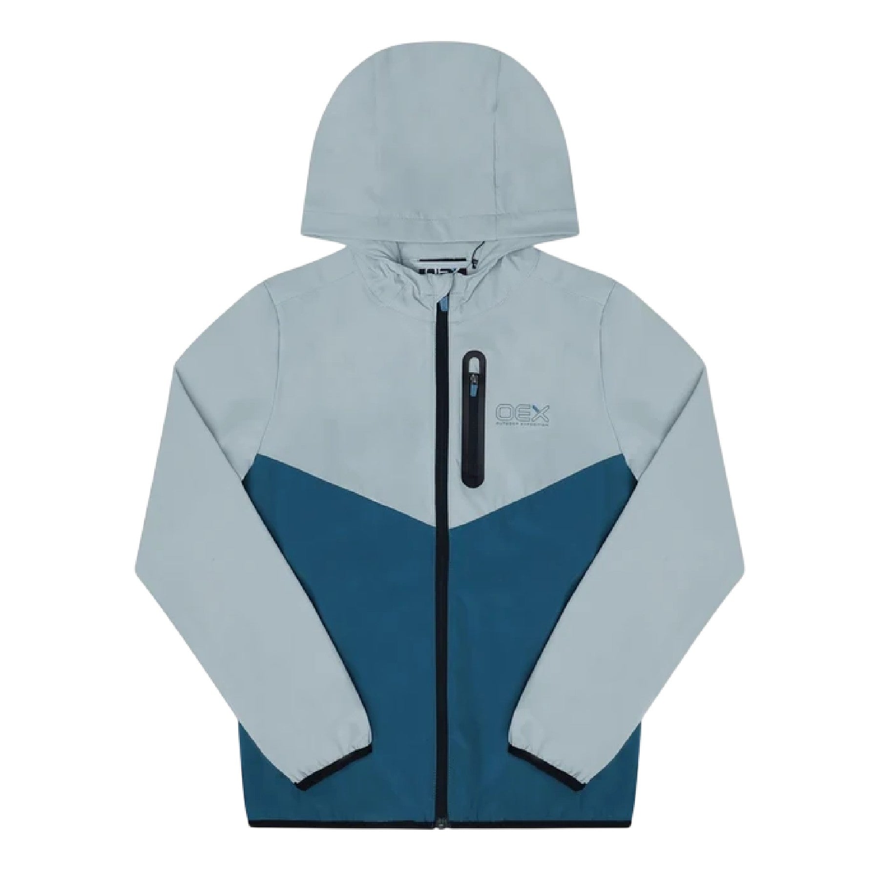 Grey Blue-Light Grey - Side - OEX Childrens-Kids Fell 2.0 Long-Sleeved Tracksuit
