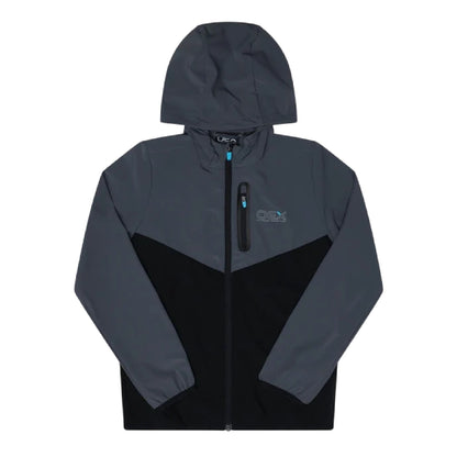 Black-Charcoal - Side - OEX Childrens-Kids Fell 2.0 Long-Sleeved Tracksuit
