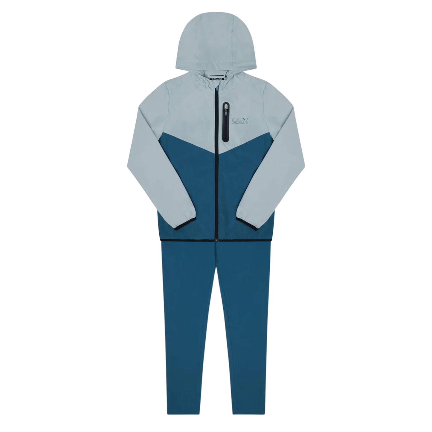 Grey Blue-Light Grey - Front - OEX Childrens-Kids Fell 2.0 Long-Sleeved Tracksuit