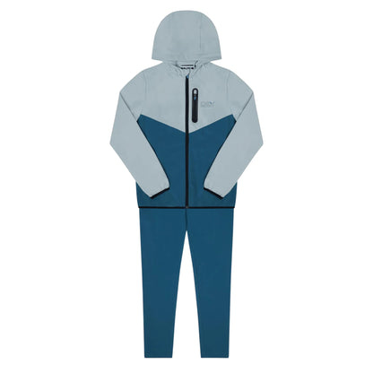 Grey Blue-Light Grey - Front - OEX Childrens-Kids Fell 2.0 Long-Sleeved Tracksuit