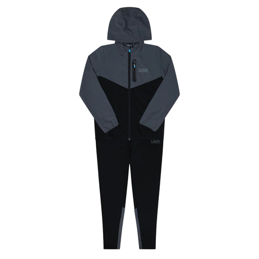 Black-Charcoal - Front - OEX Childrens-Kids Fell 2.0 Long-Sleeved Tracksuit