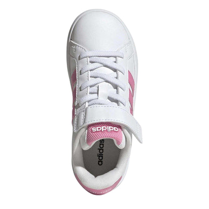 White - Lifestyle - Adidas Childrens-Kids Grand Court 3 Stripes Flat Trainers