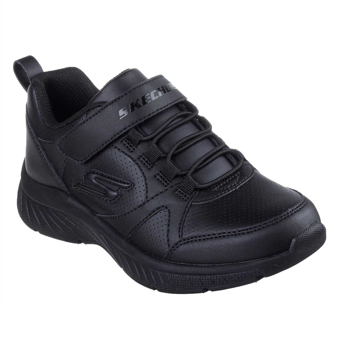 Black - Lifestyle - Skechers Girls Microspec Plus Perforated Trainers