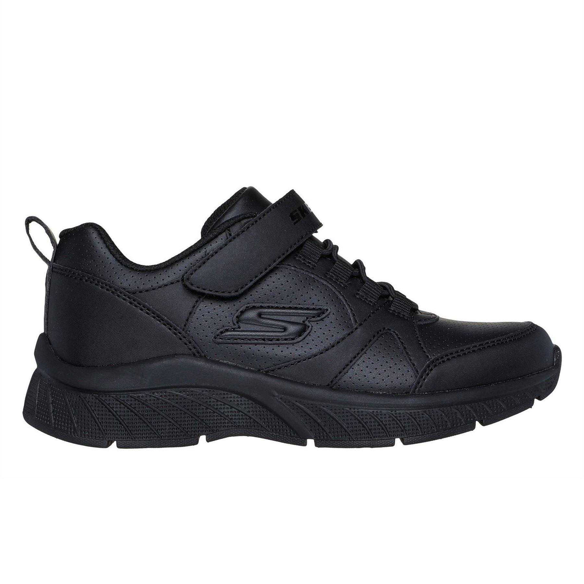 Black - Front - Skechers Girls Microspec Plus Perforated Trainers
