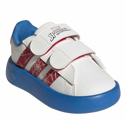 Cloud White - Pack Shot - Adidas Childrens-Kids Grand Court Spider-Man Touch Fastening Trainers