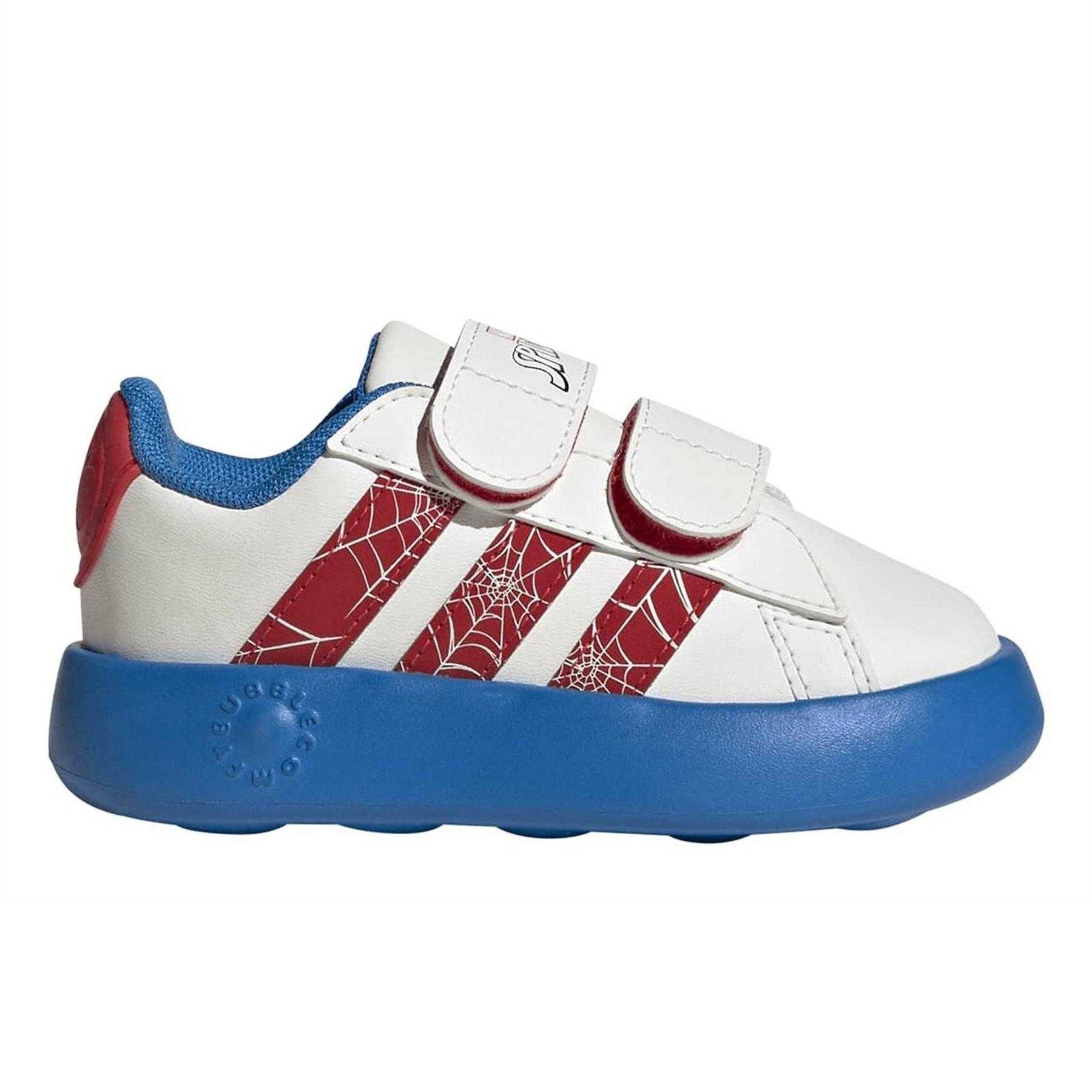 Cloud White - Front - Adidas Childrens-Kids Grand Court Spider-Man Touch Fastening Trainers