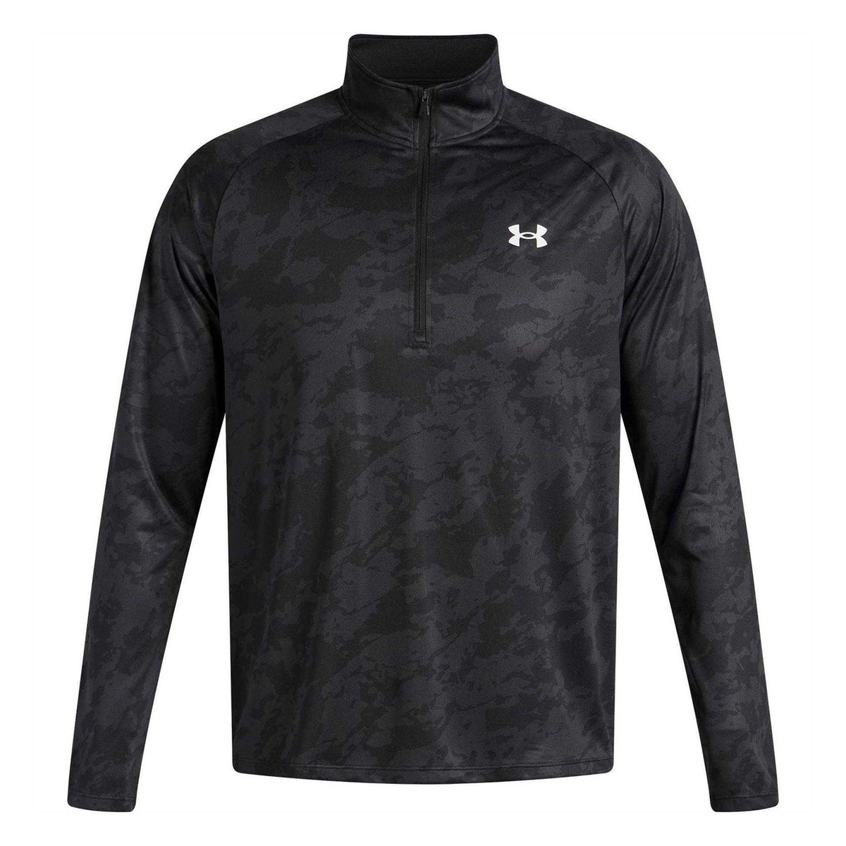 Black Camo - Front - Under Armour Mens Tech Half Zip Long-Sleeved Top