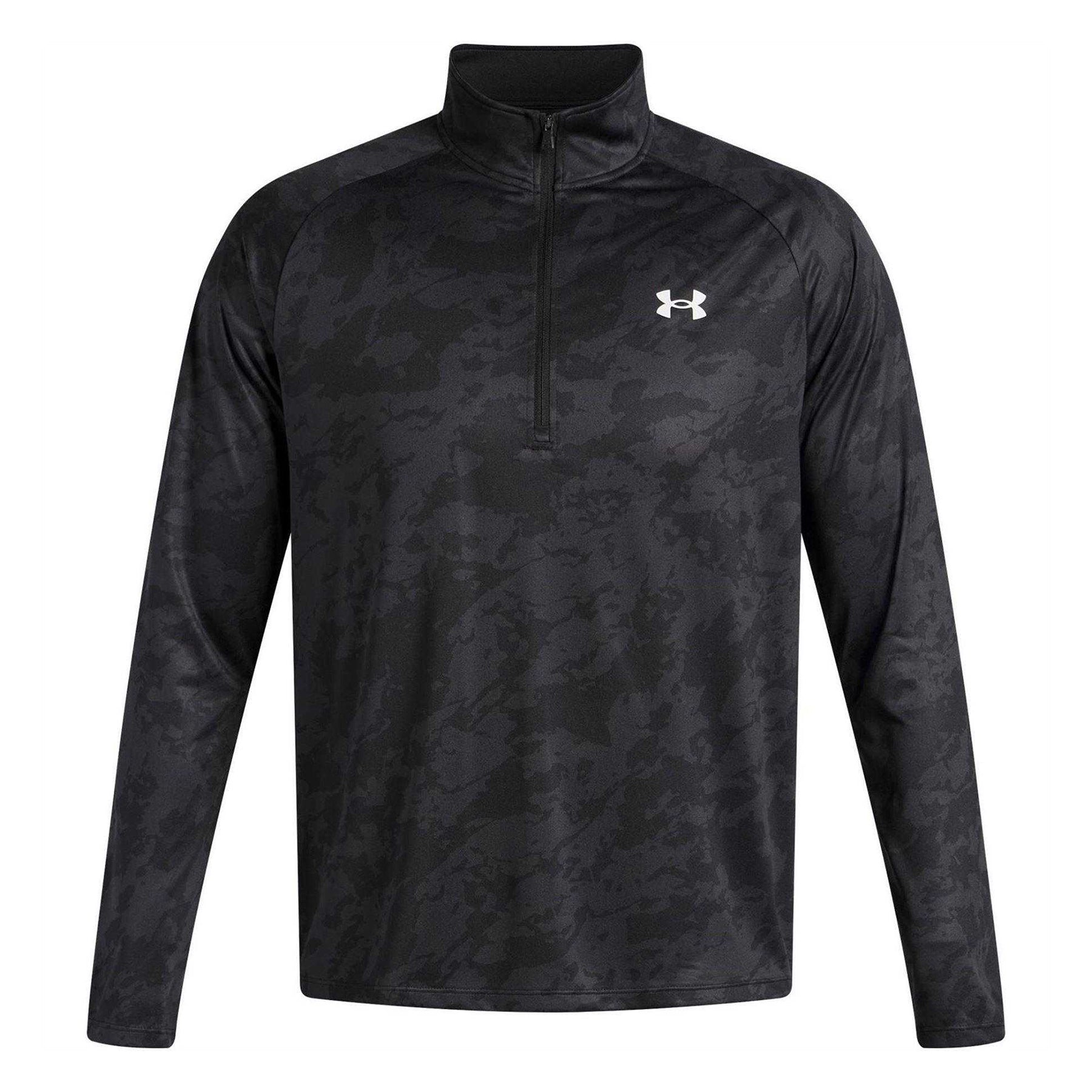 Black Camo - Front - Under Armour Mens Tech Half Zip Long-Sleeved Top