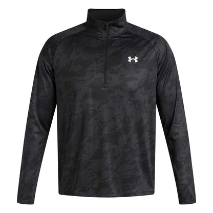 Black Camo - Front - Under Armour Mens Tech Half Zip Long-Sleeved Top