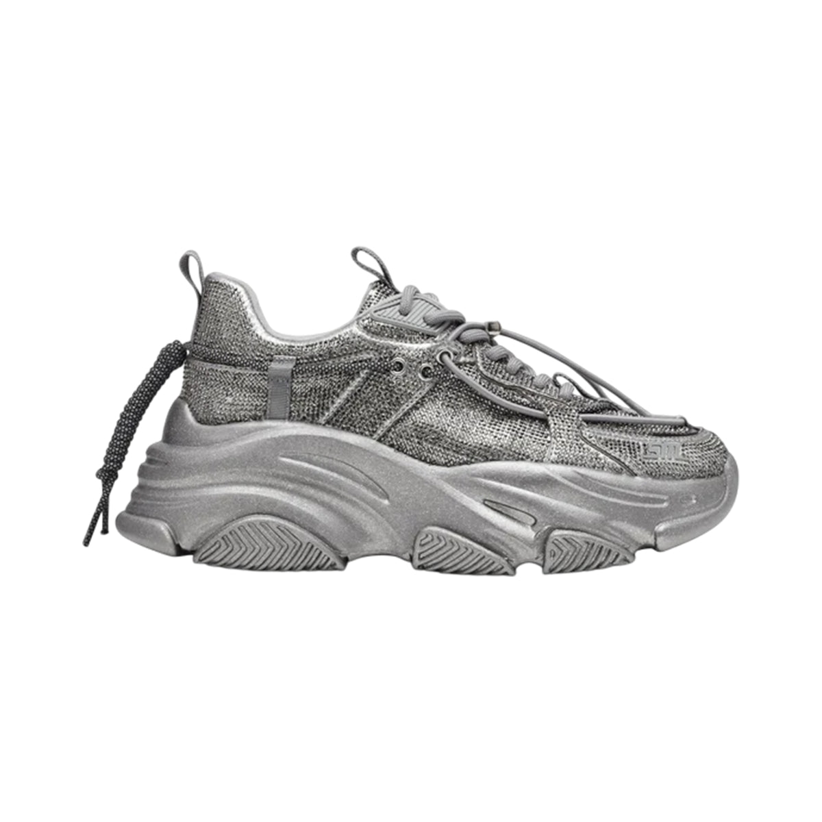 Silver - Front - Steve Madden Womens-Ladies Vault 2R Glitter Platform Trainers