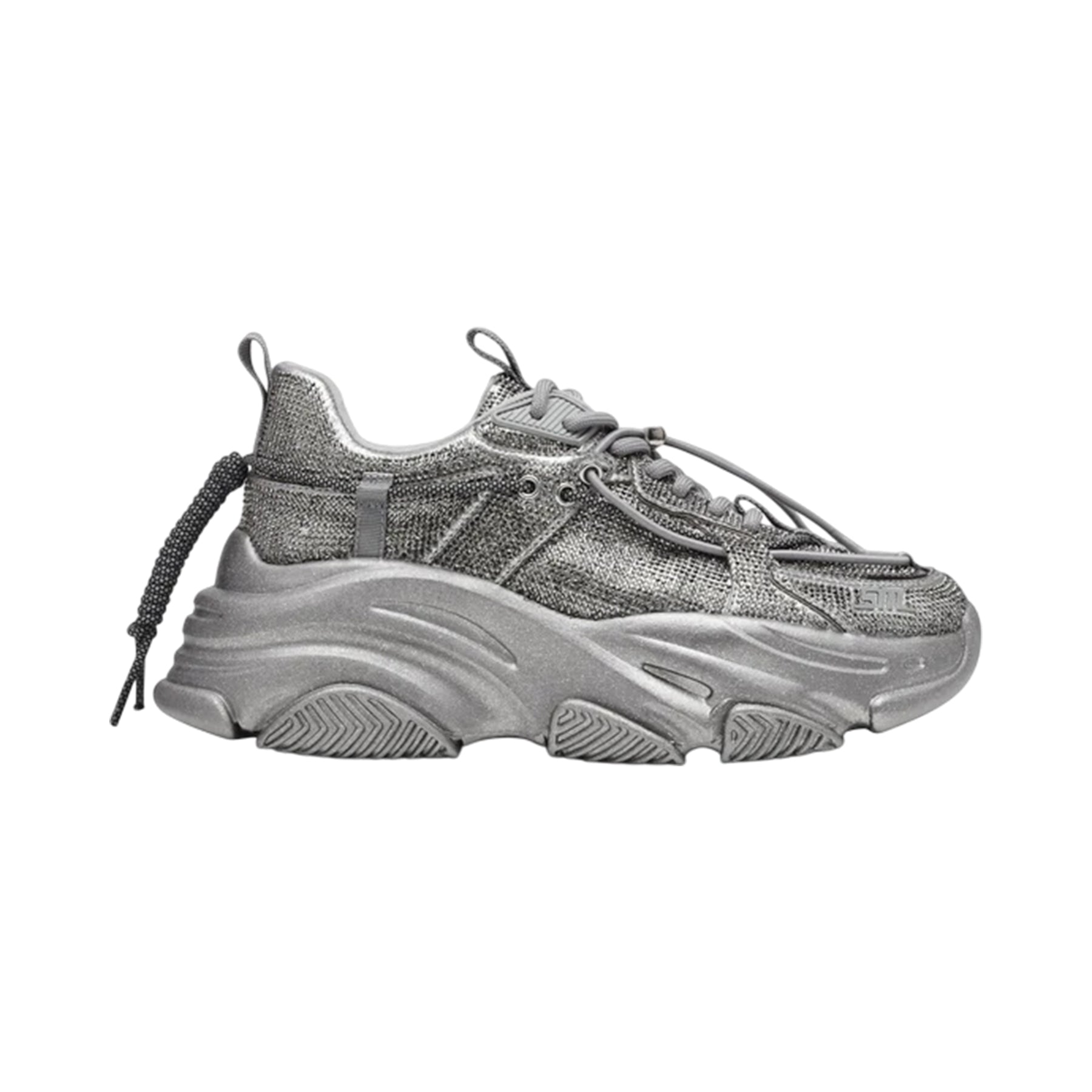 Silver - Front - Steve Madden Womens-Ladies Vault 2R Glitter Platform Trainers