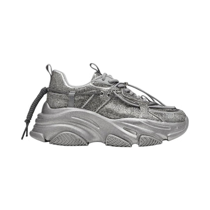 Silver - Front - Steve Madden Womens-Ladies Vault 2R Glitter Platform Trainers