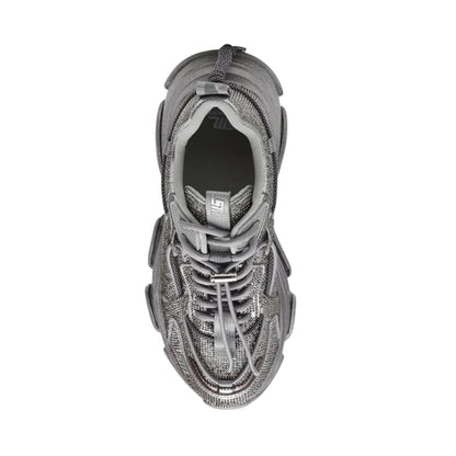 Silver - Side - Steve Madden Womens-Ladies Vault 2R Glitter Platform Trainers