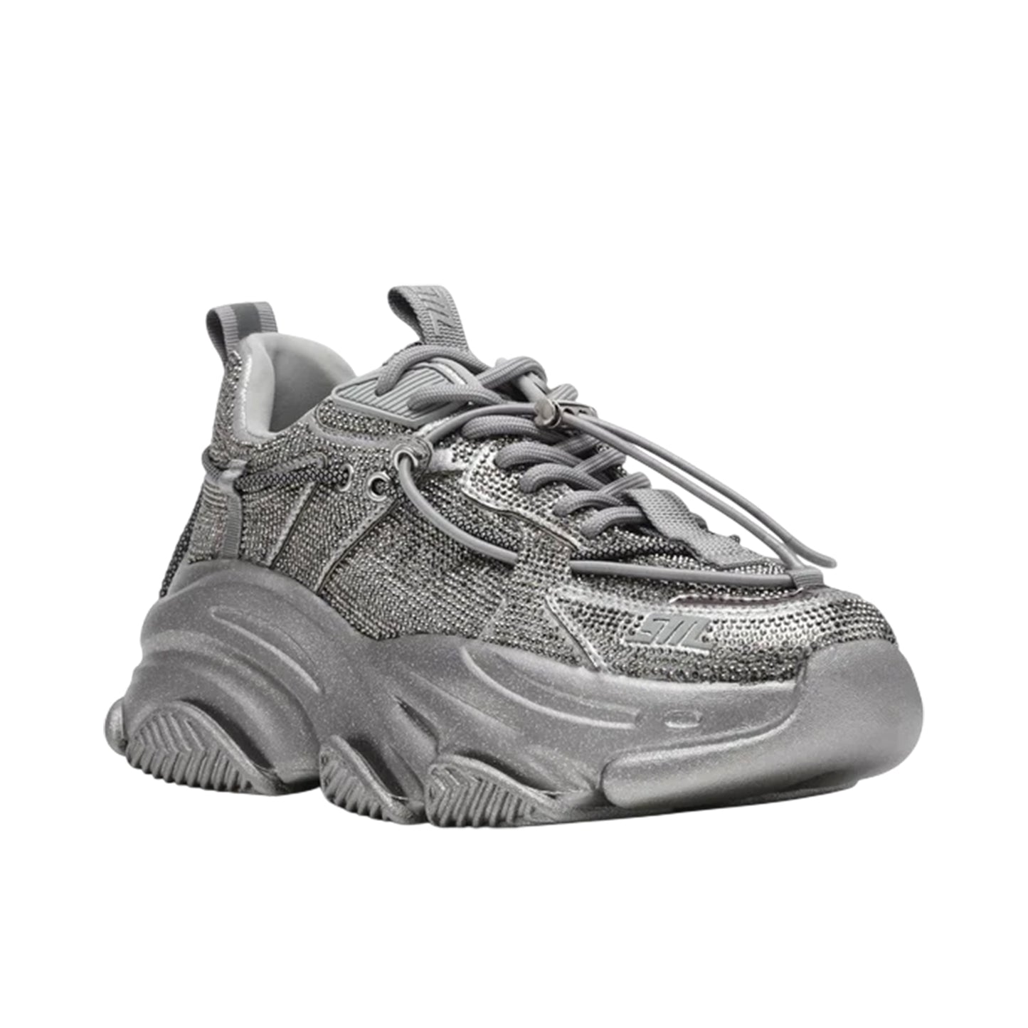 Silver - Lifestyle - Steve Madden Womens-Ladies Vault 2R Glitter Platform Trainers