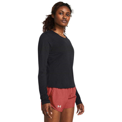 Black - Side - Under Armour Womens-Ladies Launch Regular Top