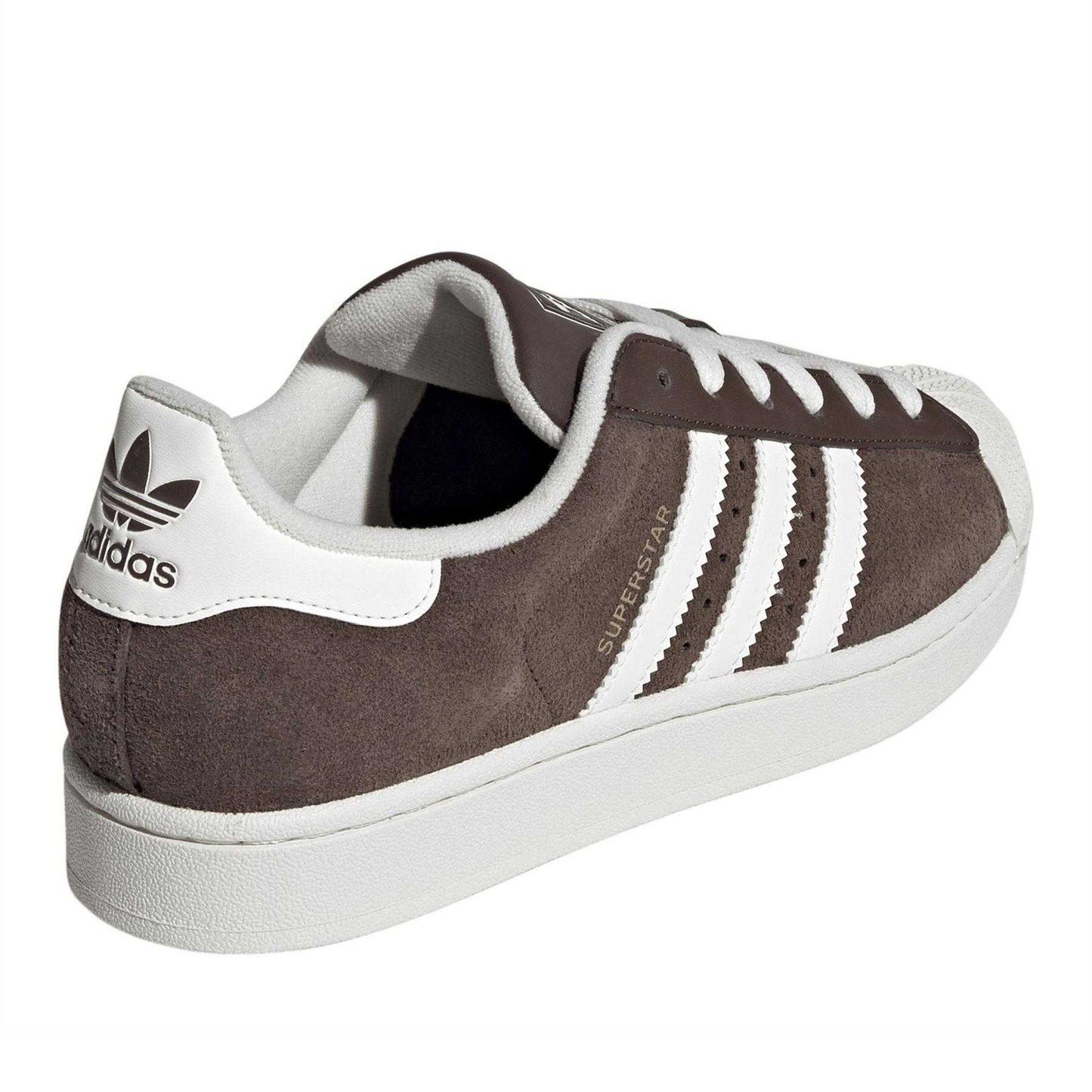Brown-Black - Back - Adidas Womens-Ladies Superstar II Leather Trainers