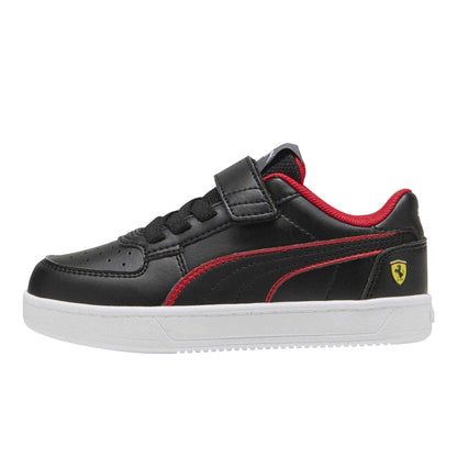Black-Rosso Red - Side - Puma Childrens-Kids Caven 2.0 Ferrari Trainers