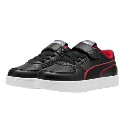 Black-Rosso Red - Close up - Puma Childrens-Kids Caven 2.0 Ferrari Trainers