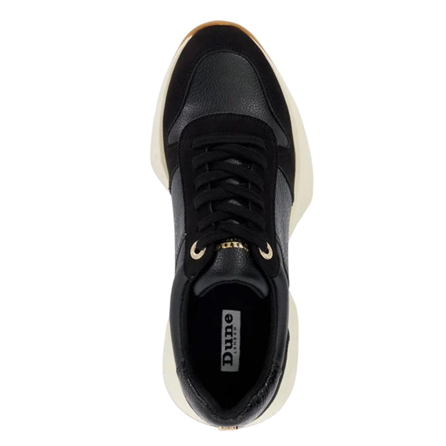 Black - Side - Dune London Womens-Ladies Snake Print Leather Trainers
