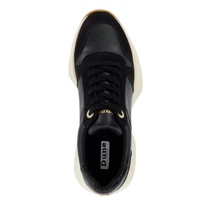 Black - Side - Dune London Womens-Ladies Snake Print Leather Trainers