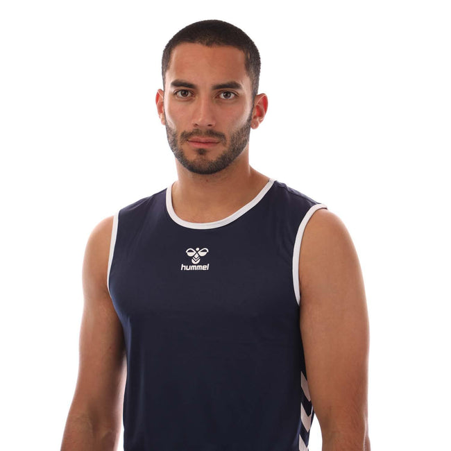 Navy - Side - Hummel Mens Core XK Sleeveless Basketball Jersey