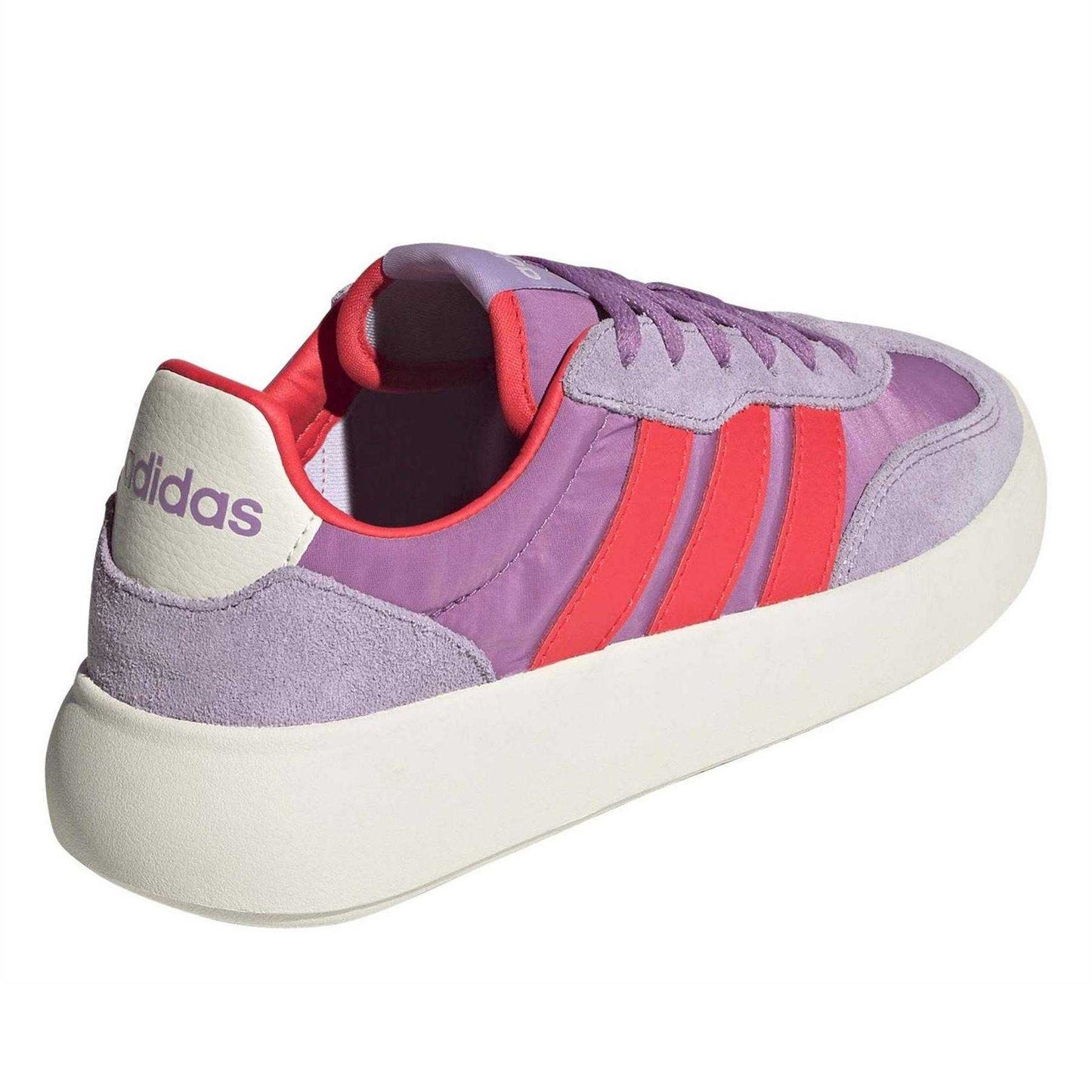 Purple-White - Back - Adidas Childrens-Kids Barreda Decode 3 Stripes Leather Trainers