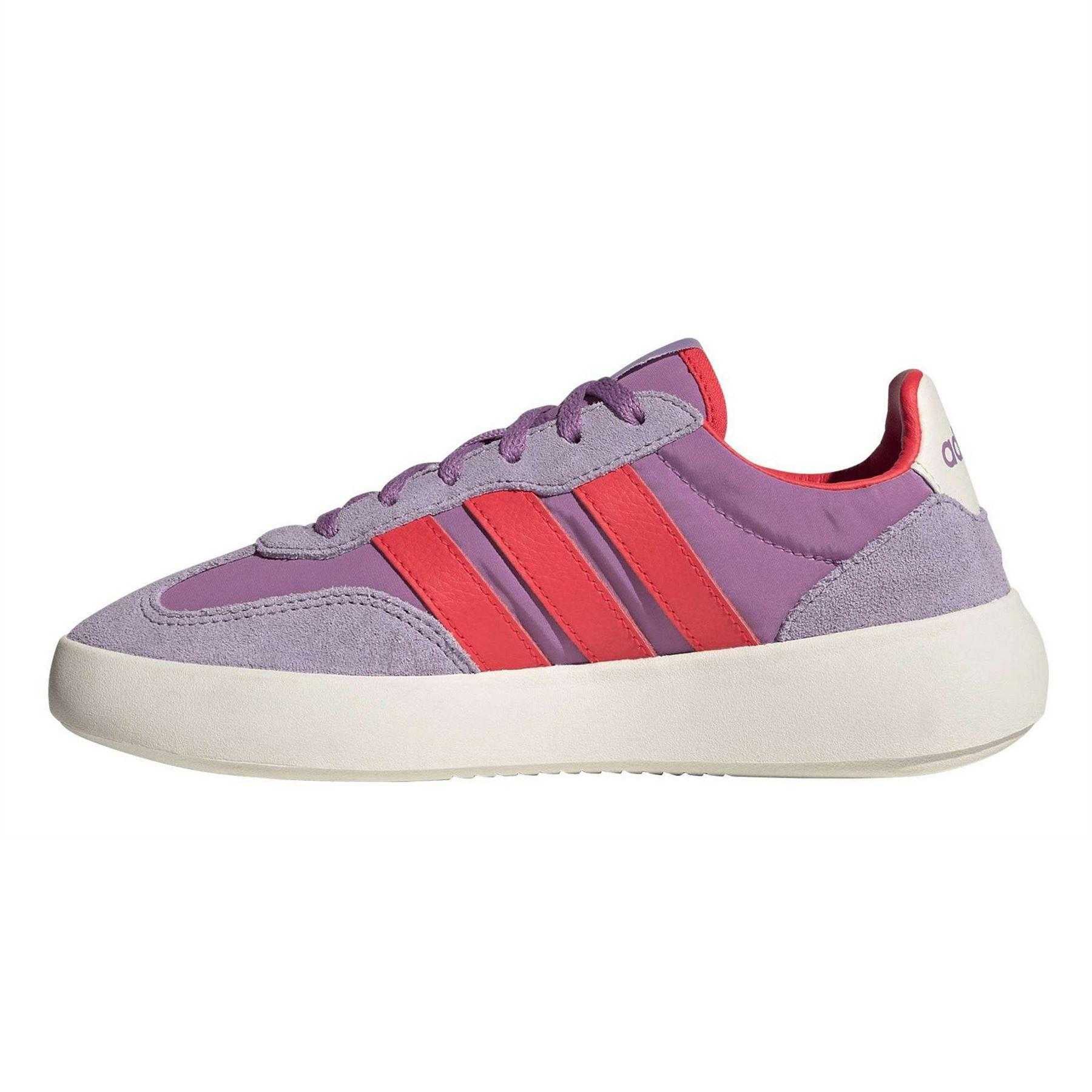 Purple-White - Side - Adidas Childrens-Kids Barreda Decode 3 Stripes Leather Trainers