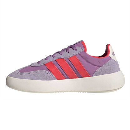 Purple-White - Side - Adidas Childrens-Kids Barreda Decode 3 Stripes Leather Trainers