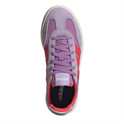 Purple-White - Lifestyle - Adidas Childrens-Kids Barreda Decode 3 Stripes Leather Trainers