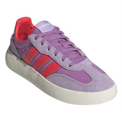 Purple-White - Pack Shot - Adidas Childrens-Kids Barreda Decode 3 Stripes Leather Trainers