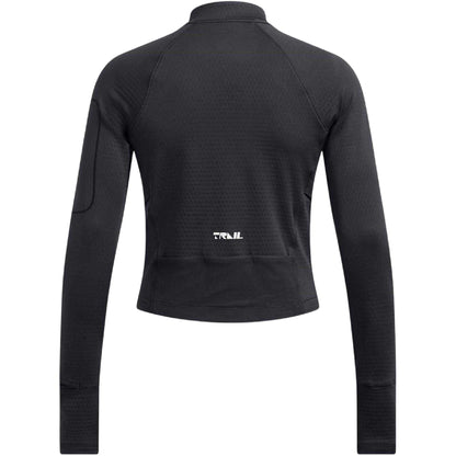 Grey - Back - Under Armour Womens-Ladies Trail Run Half Zip Long-Sleeved Top