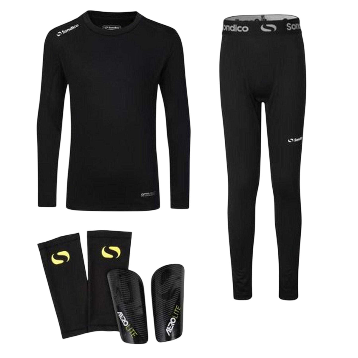 Black - Front - Sondico Childrens-Kids Bundle Base Layer Set