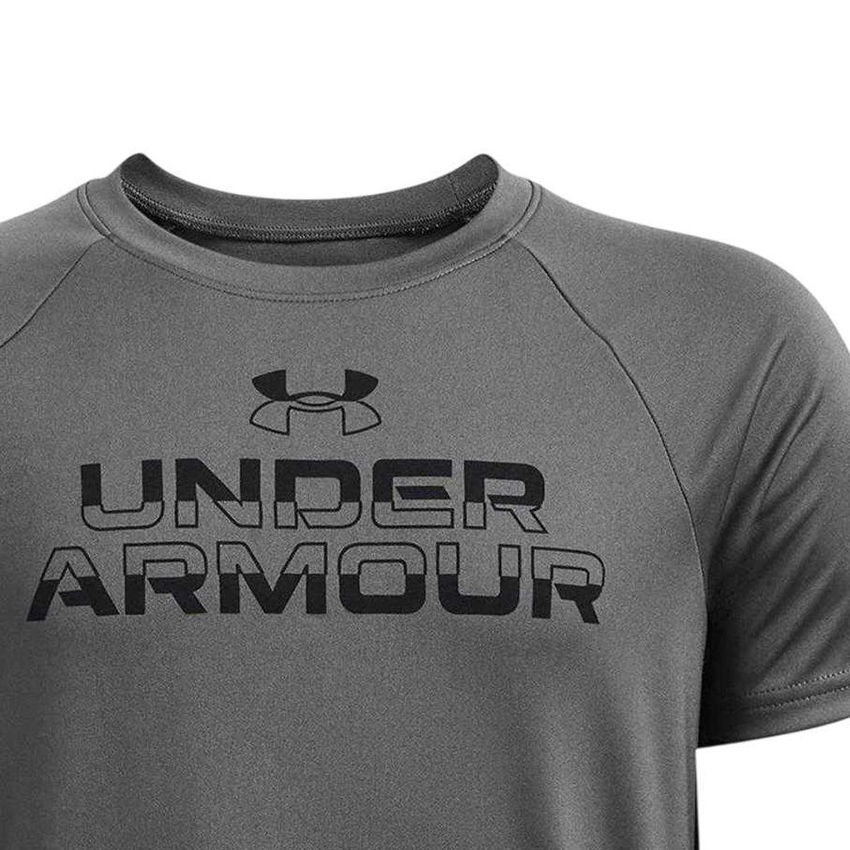 Grey - Side - Under Armour Boys Split Logo T-Shirt