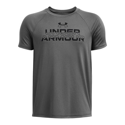 Grey - Front - Under Armour Boys Split Logo T-Shirt
