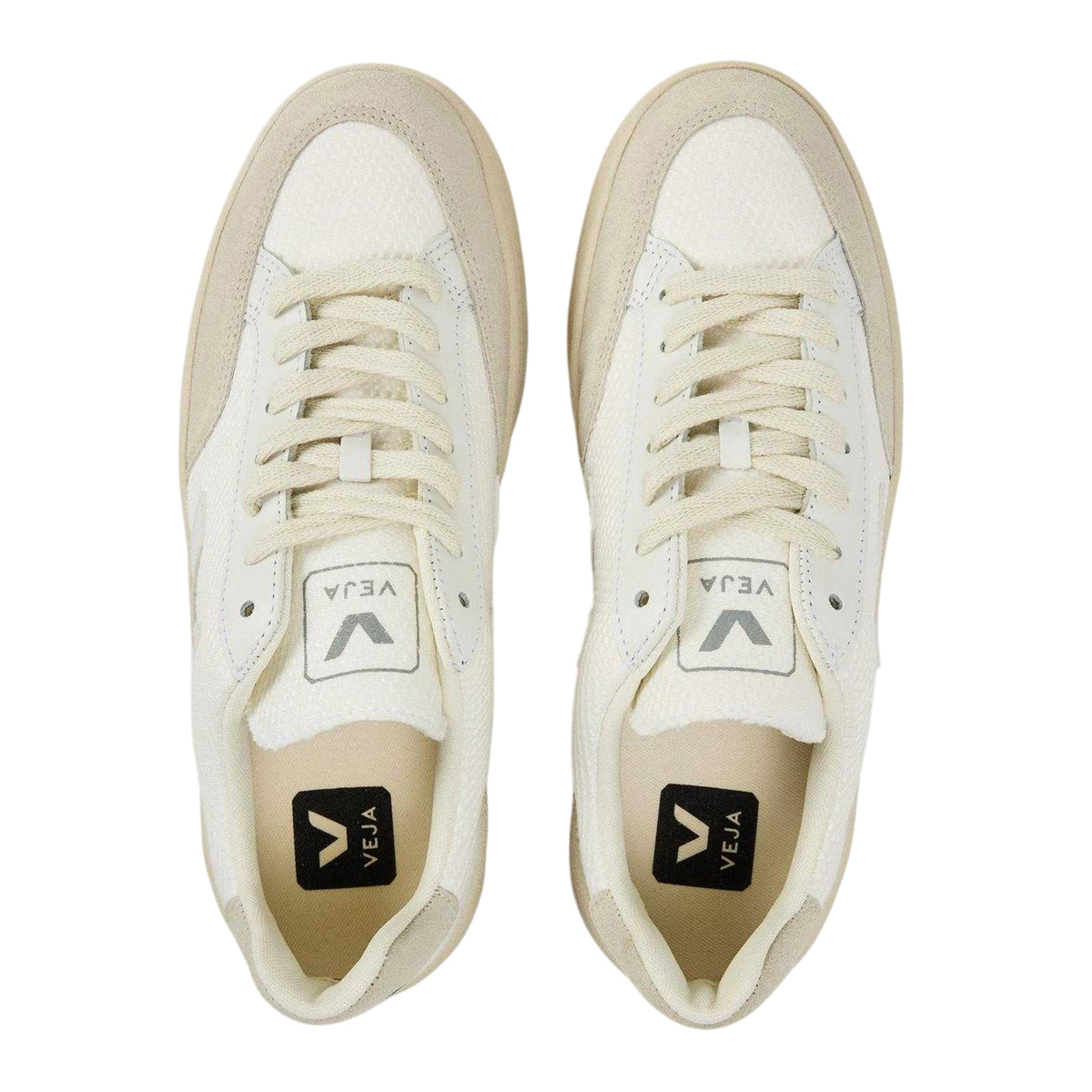 White - Side - Veja Womens-Ladies Suede Flat Court Trainers