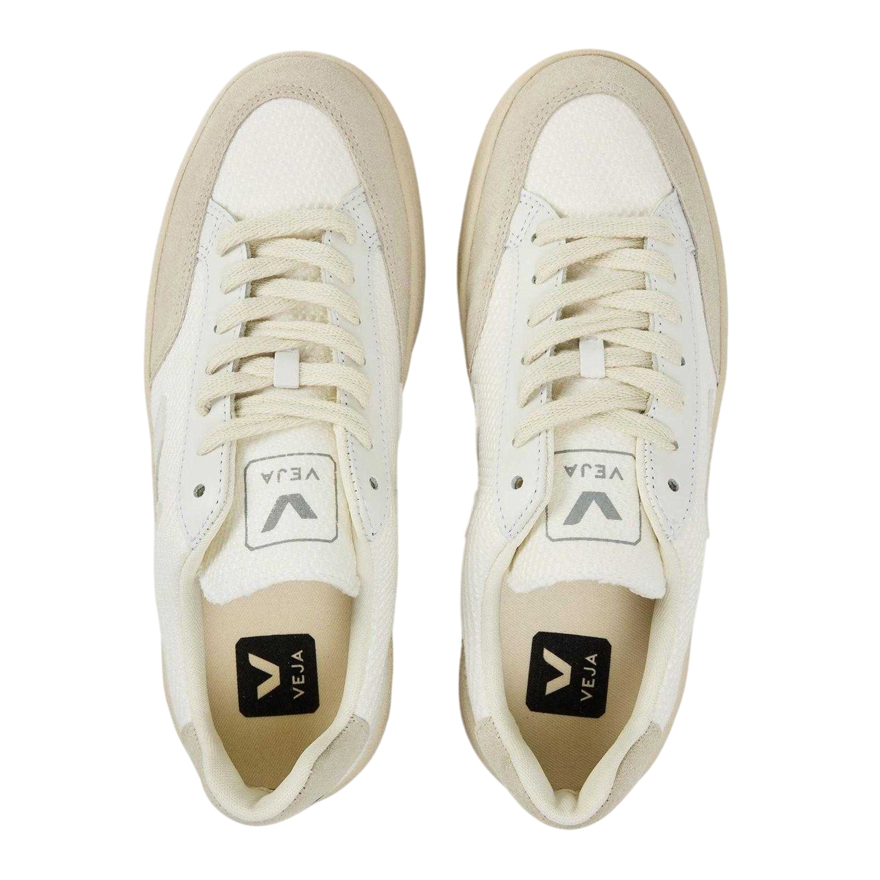 White - Side - Veja Womens-Ladies Suede Flat Court Trainers