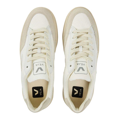 White - Side - Veja Womens-Ladies Suede Flat Court Trainers