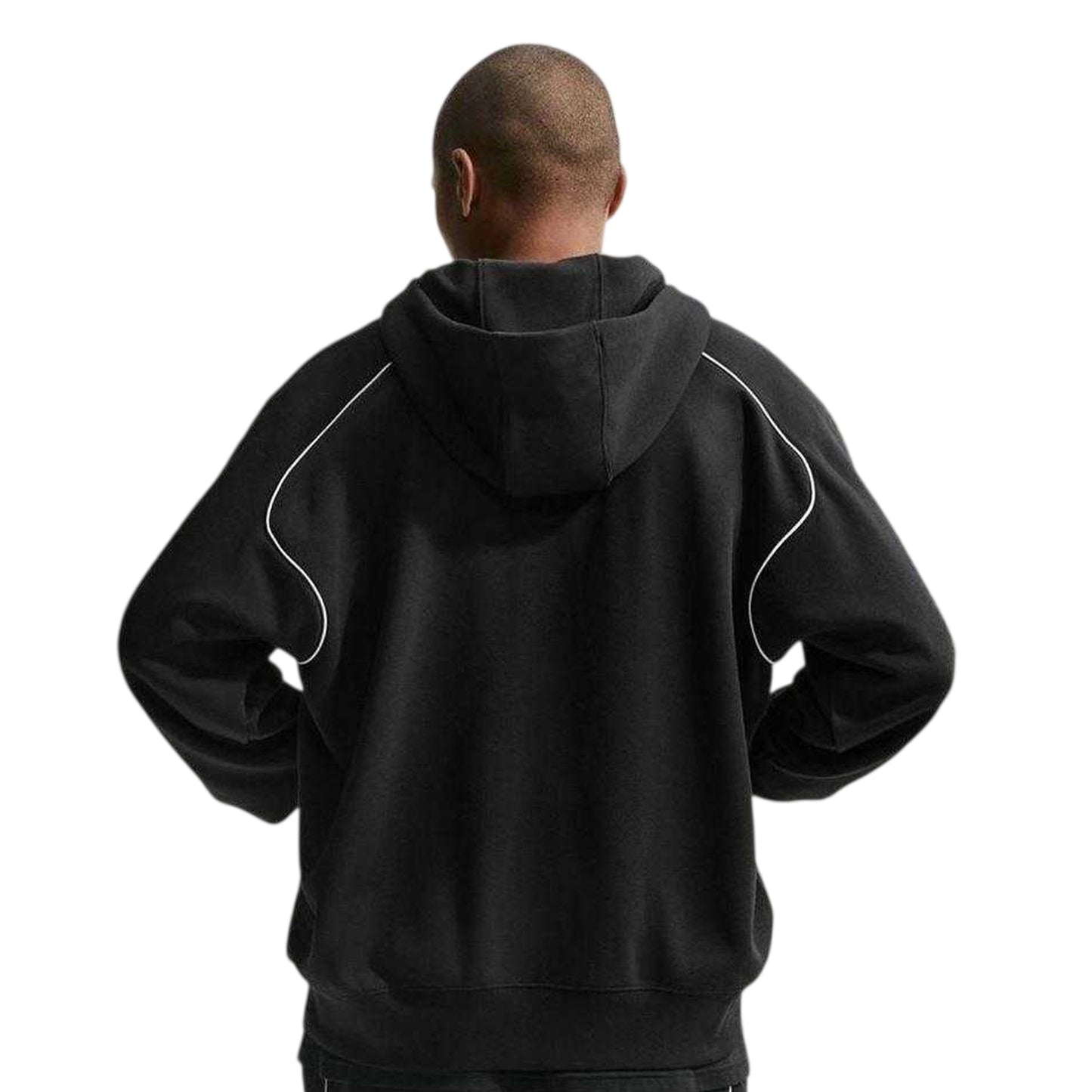 Black-White - Back - Nike Mens Air Fleece Full Zip Hoodie