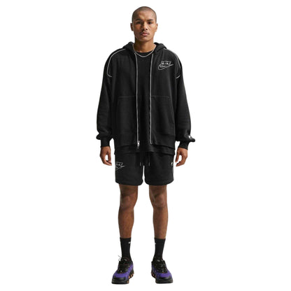 Black-White - Pack Shot - Nike Mens Air Fleece Full Zip Hoodie