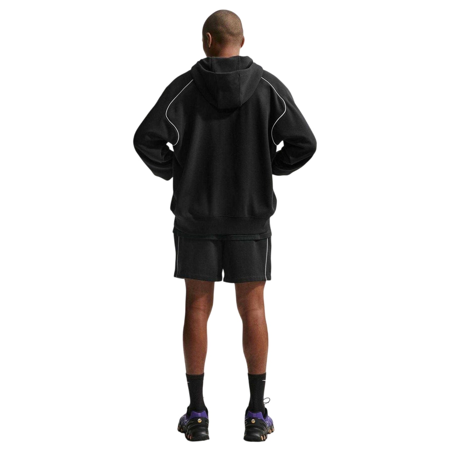 Black-White - Close up - Nike Mens Air Fleece Full Zip Hoodie