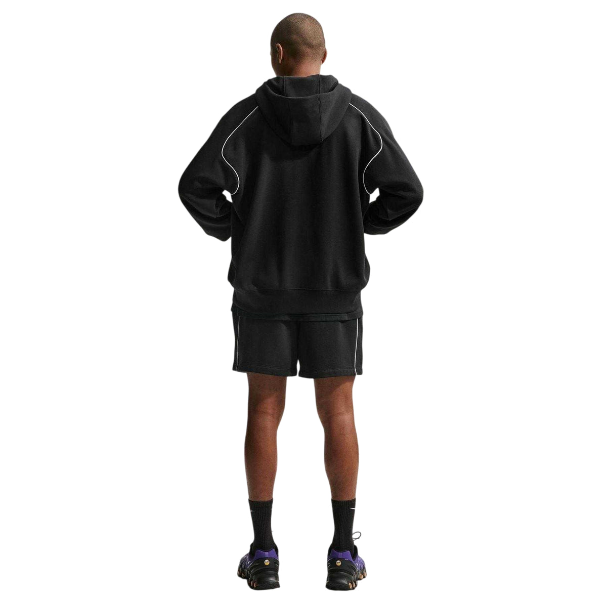 Black-White - Close up - Nike Mens Air Fleece Full Zip Hoodie